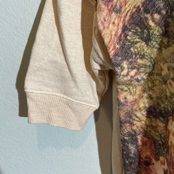 Zara Basic T Shirt, novelty bear woods nature print, long line cream, s - Picture 5 of 7
